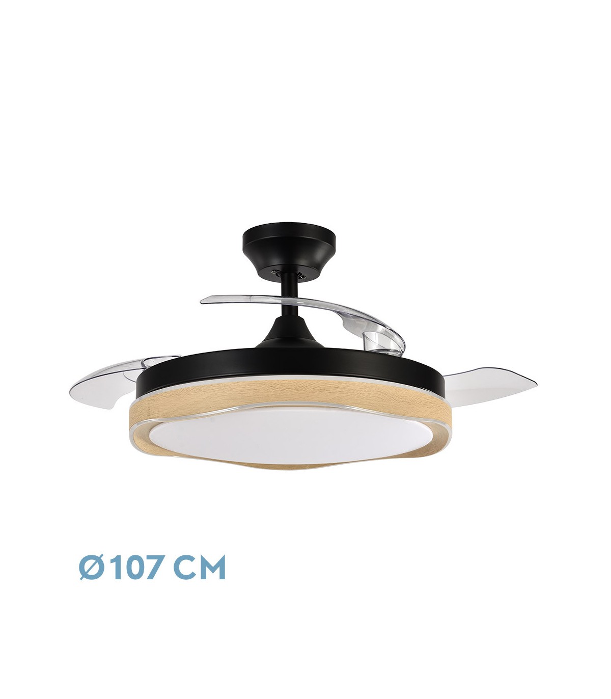 Ventilador Blondi DC 72W 7200Lm 3 Aspas Negro/Haya CCT
