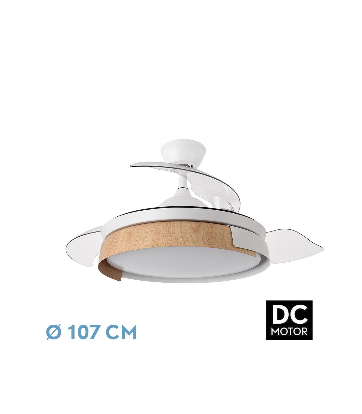 Ventilador Provenza DC 72W 7200Lm 3 Aspas Blanco/Haya CCT