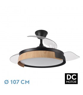 Ventilador Provenza DC 72W 7200Lm 3 Aspas Negro/Haya CCT