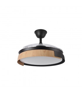 Ventilador Provenza DC 72W 7200Lm 3 Aspas Negro/Haya CCT