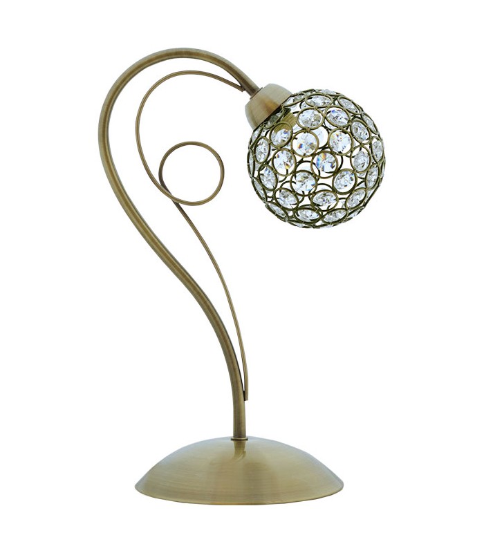 Lámpara Sobremesa Kegan 1xE27 Tulipa Cristal Cuero