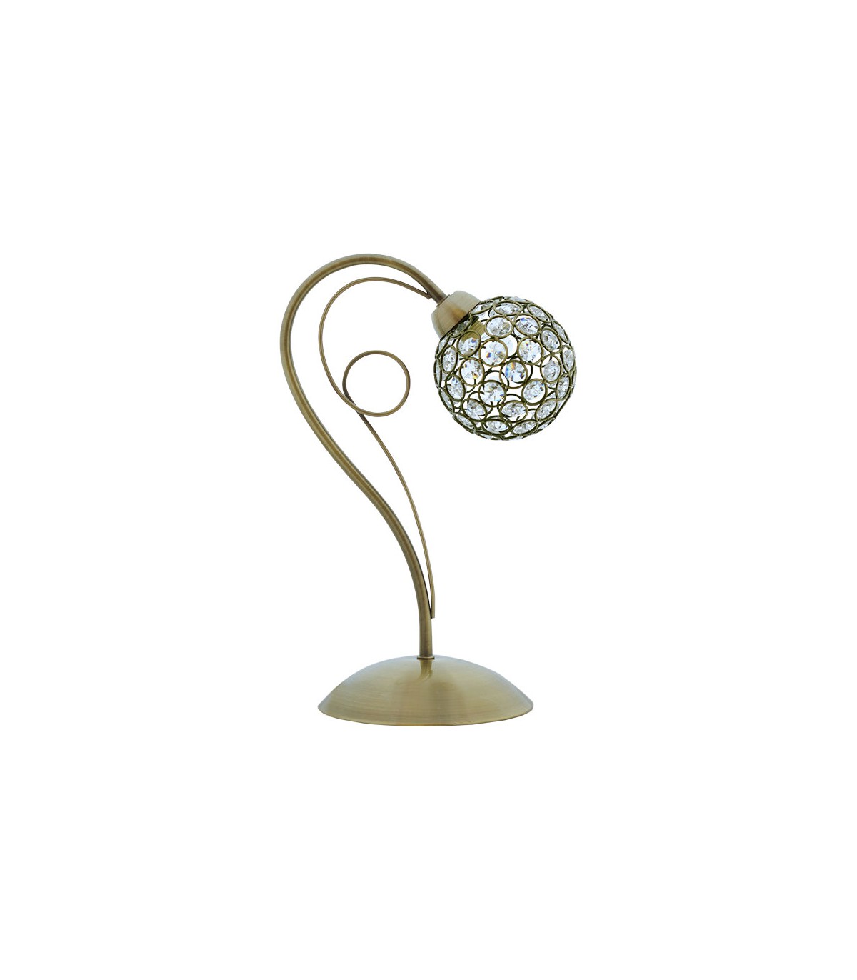 Lámpara Sobremesa Kegan 1xE27 Tulipa Cristal Cuero