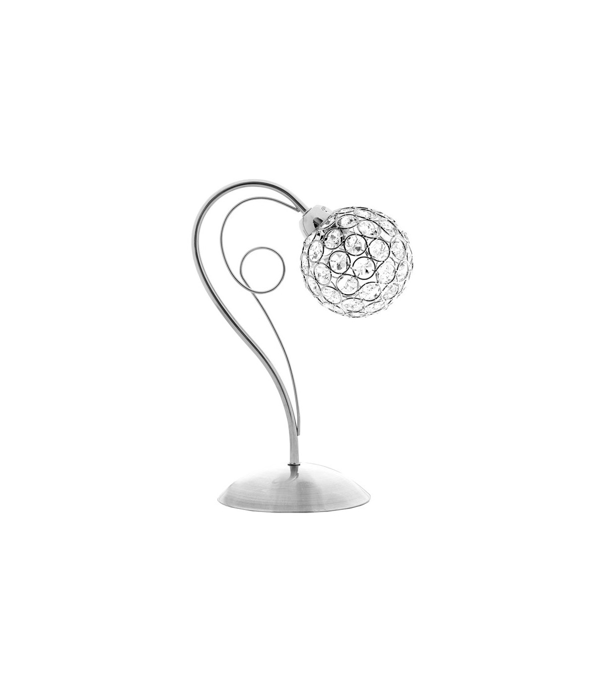 Lámpara Sobremesa Kegan 1xE27 Tulipa Cristal Cromo