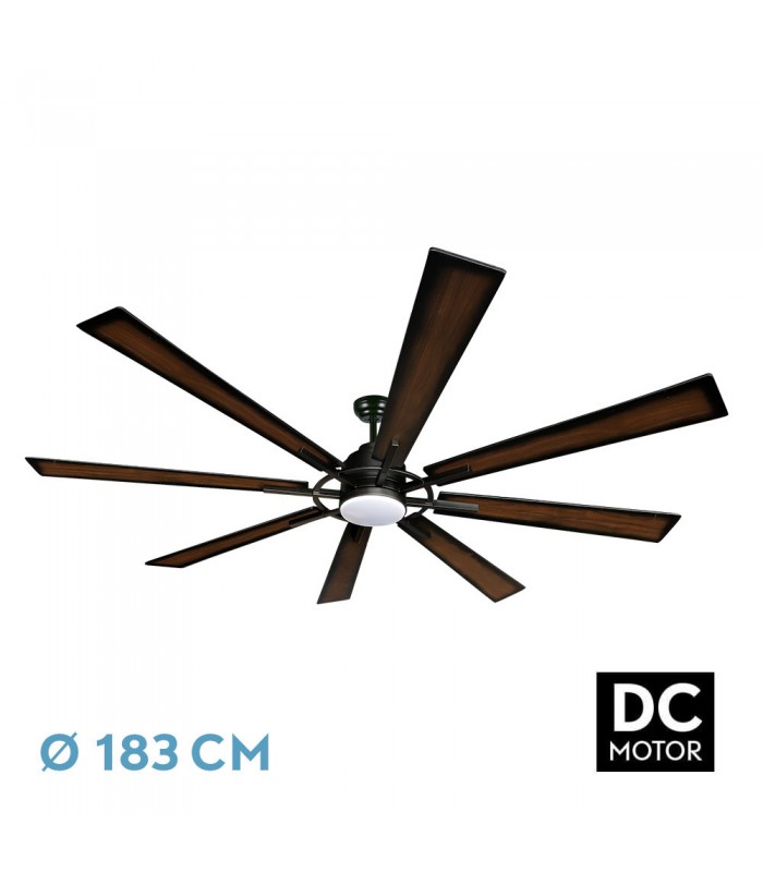Ventilador Fusión Negro DC 24W 2950Lm 8 Aspas Roble CCT