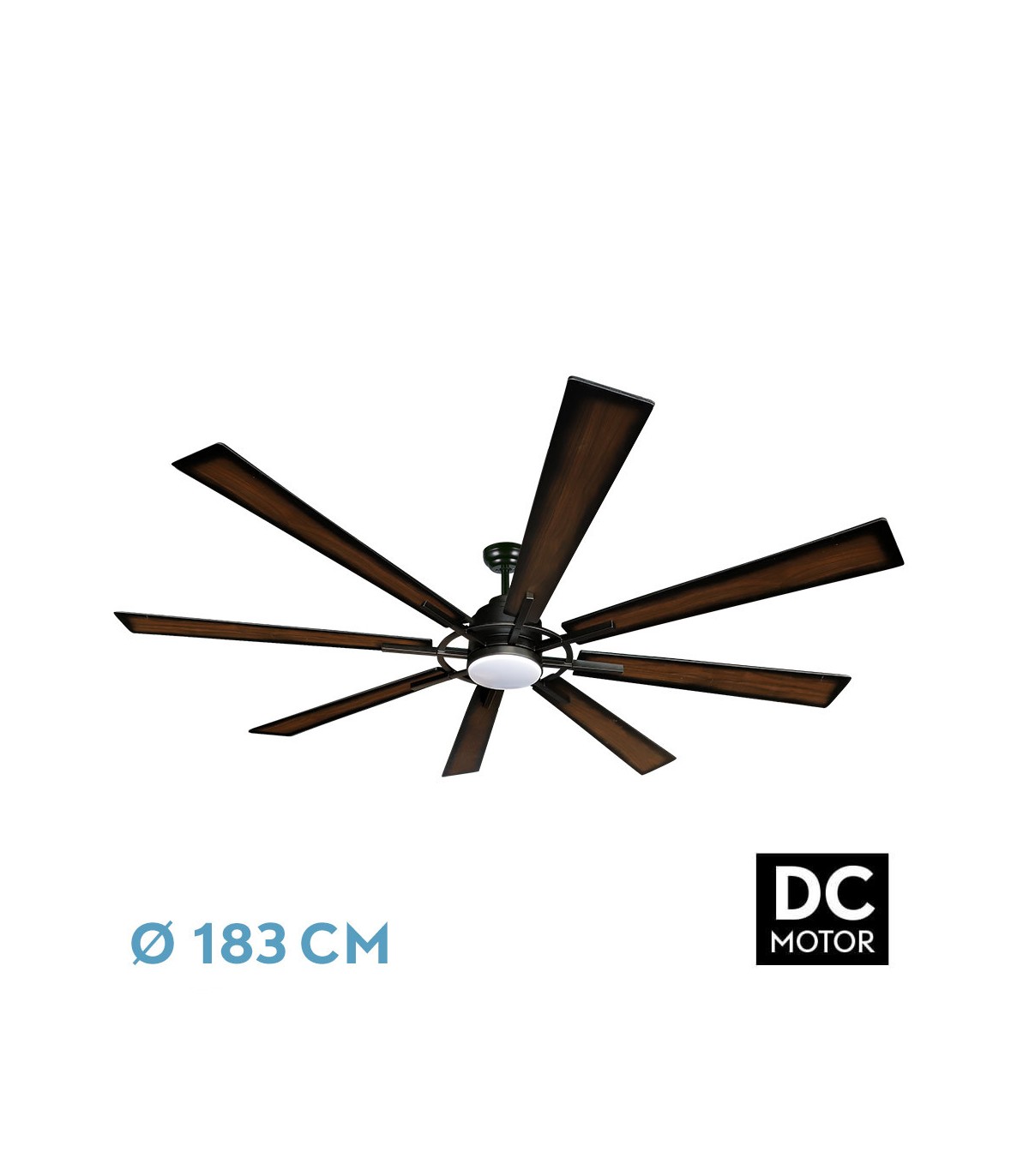 Ventilador Fusión Negro DC 24W 2950Lm 8 Aspas Roble CCT