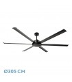 Ventilador De Techo SANSÓN DC Negro 6 Aspas Negro Ø305D Sin Luz