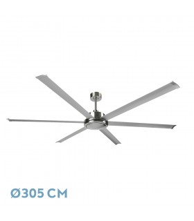 Ventilador De Techo SANSÓN DC Níquel 6 Aspas Plata Ø305D Sin Luz