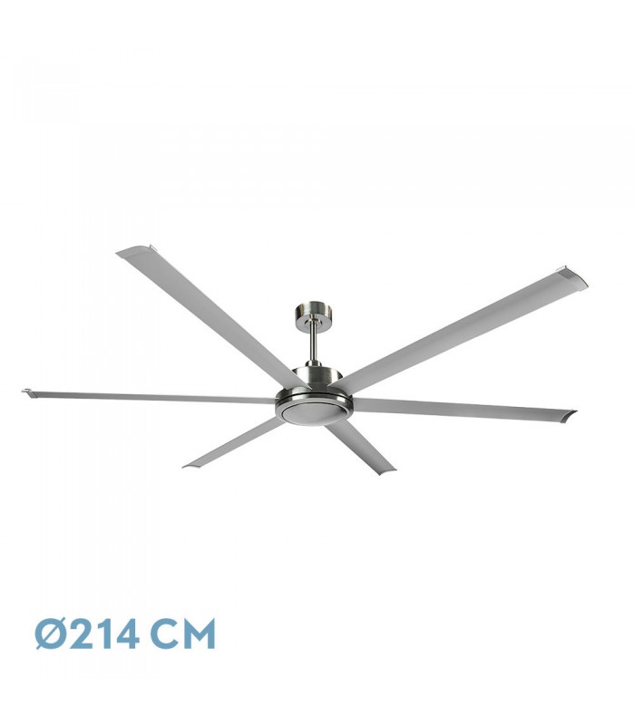 Ventilador De Techo SANSÓN DC Níquel 6 Aspas Plata Ø214D Sin Luz