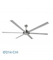 Ventilador De Techo SANSÓN DC Níquel 6 Aspas Plata Ø214D Sin Luz