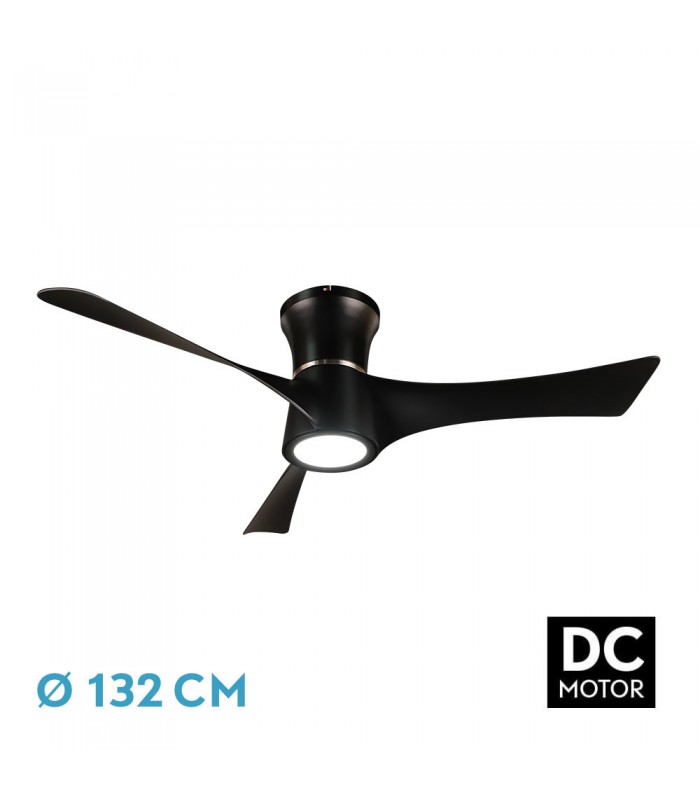 Ventilador de Techo TIANAS Negro DC 18W 2250Lm 3 Aspas Negro  CCT