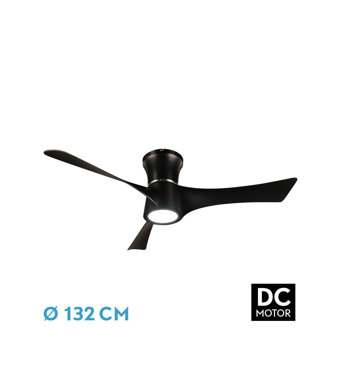Ventilador de Techo TIANAS Negro DC 18W 2250Lm 3 Aspas Negro  CCT