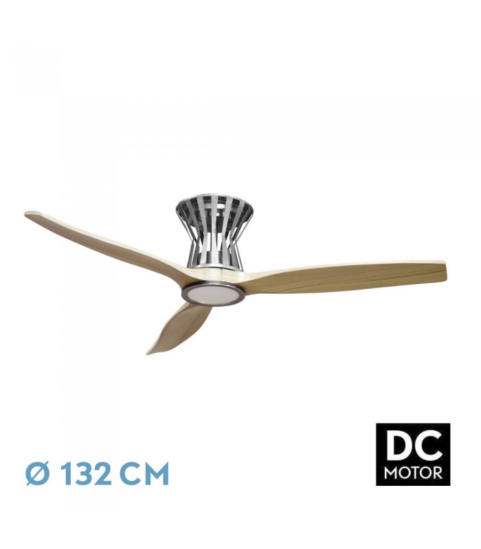 Ventilador de Techo BALTIR Níquel DC 18W 2250Lm 3 Aspas Haya CCT
