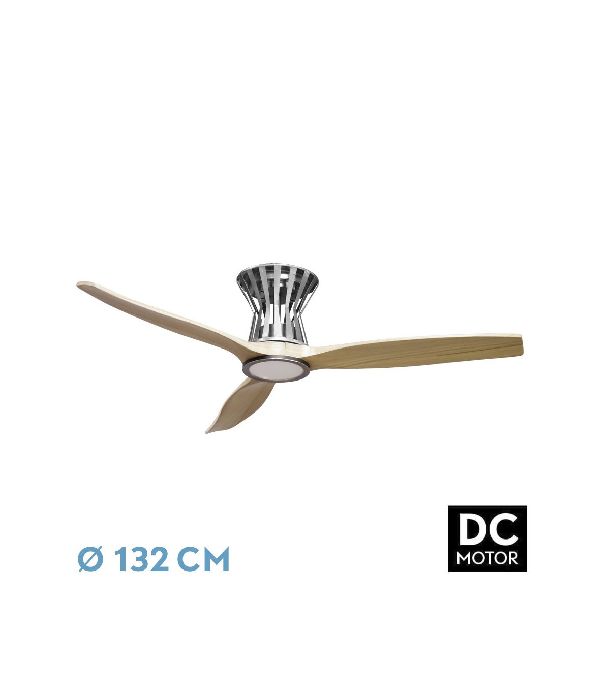 Ventilador de Techo BALTIR Níquel DC 18W 2250Lm 3 Aspas Haya CCT