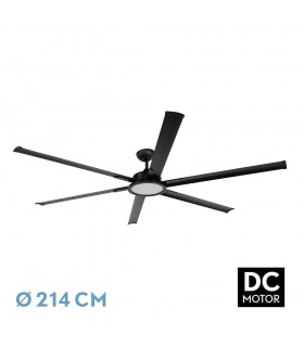 Ventilador de Techo ALMANZOR DC Negro 24W 2950Lm 6 Aspas Negro CCT