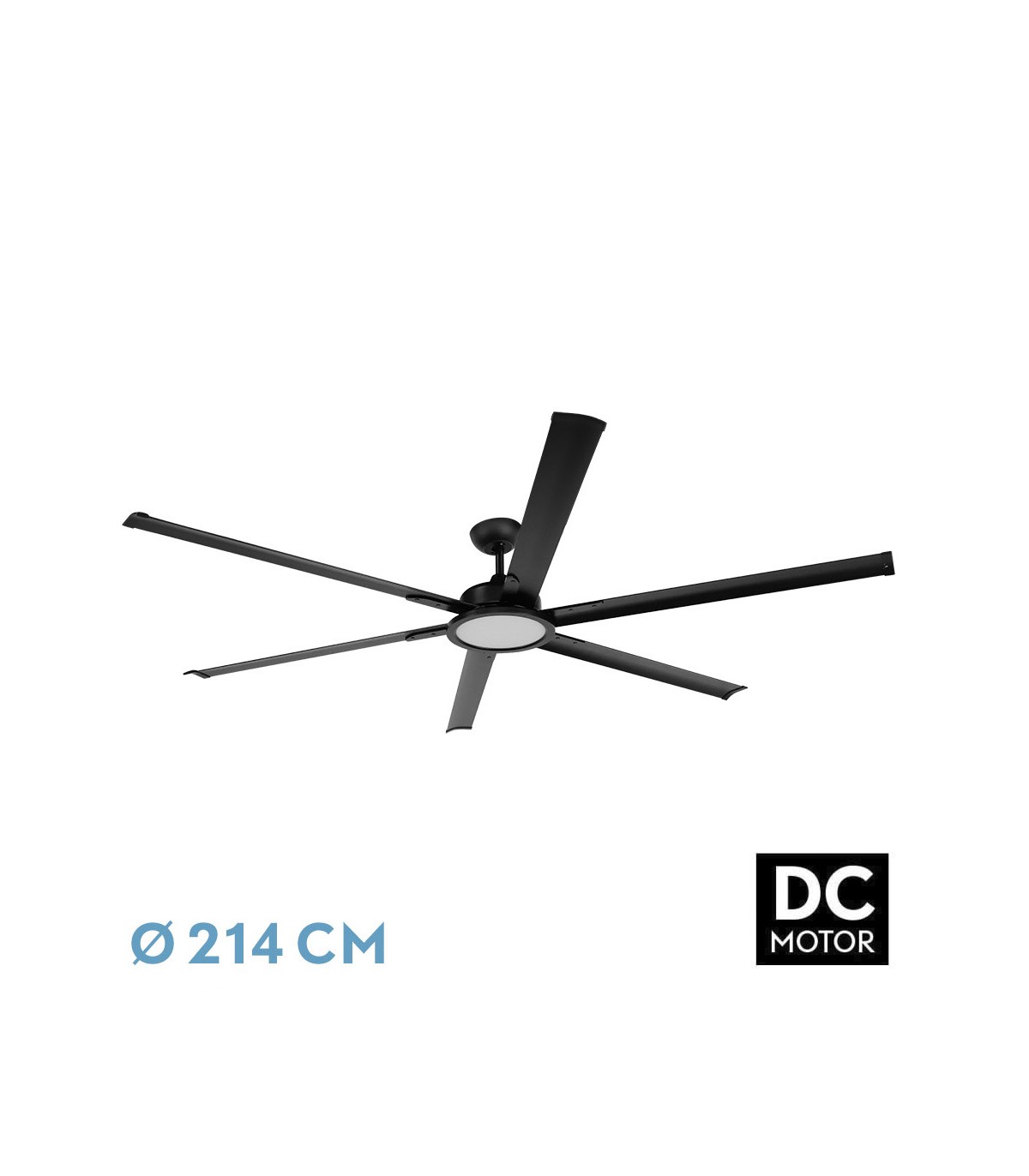 Ventilador de Techo ALMANZOR DC Negro 24W 2950Lm 6 Aspas Negro CCT