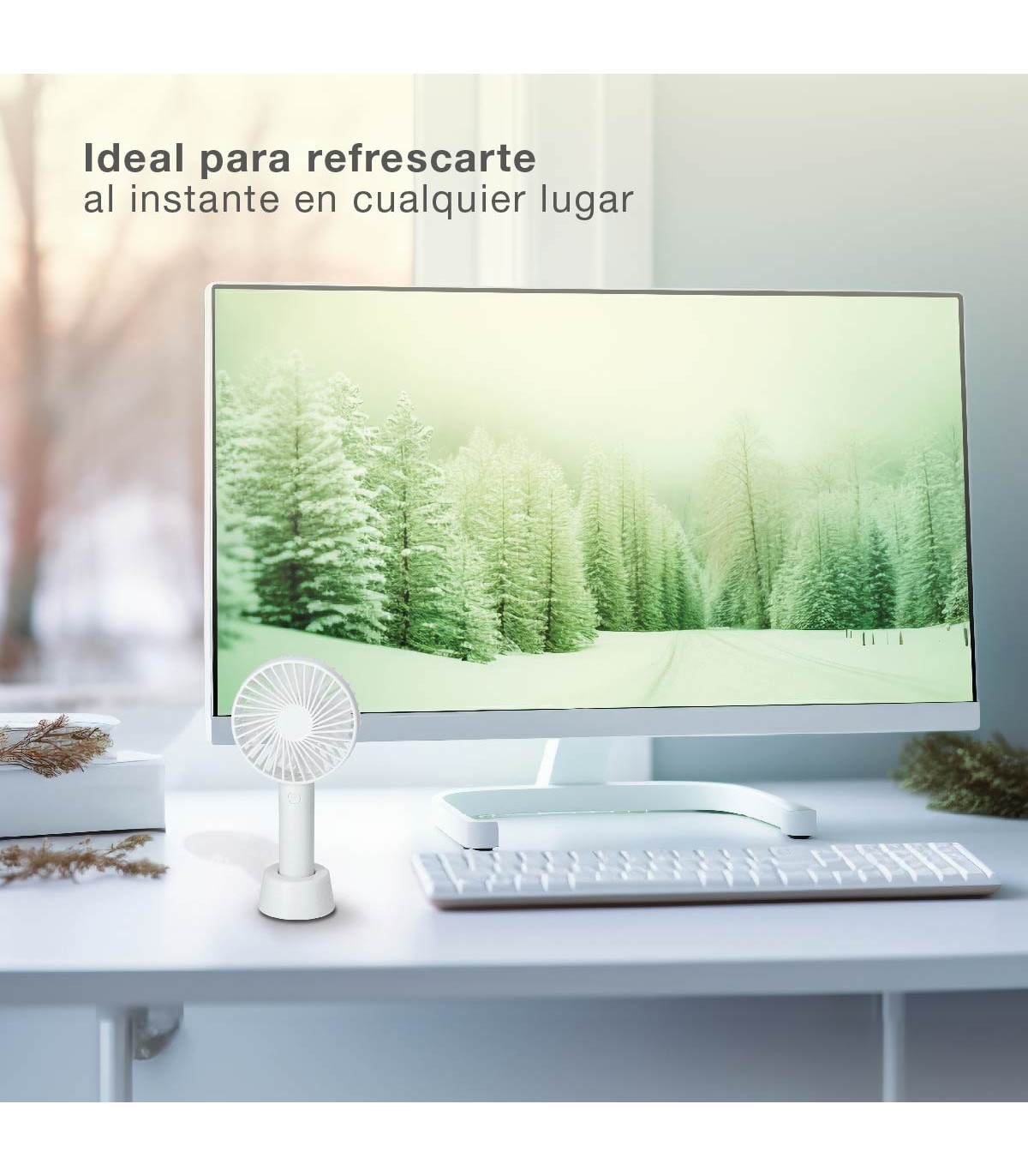 Mini ventilador de mano Balu USB recargable Blanco