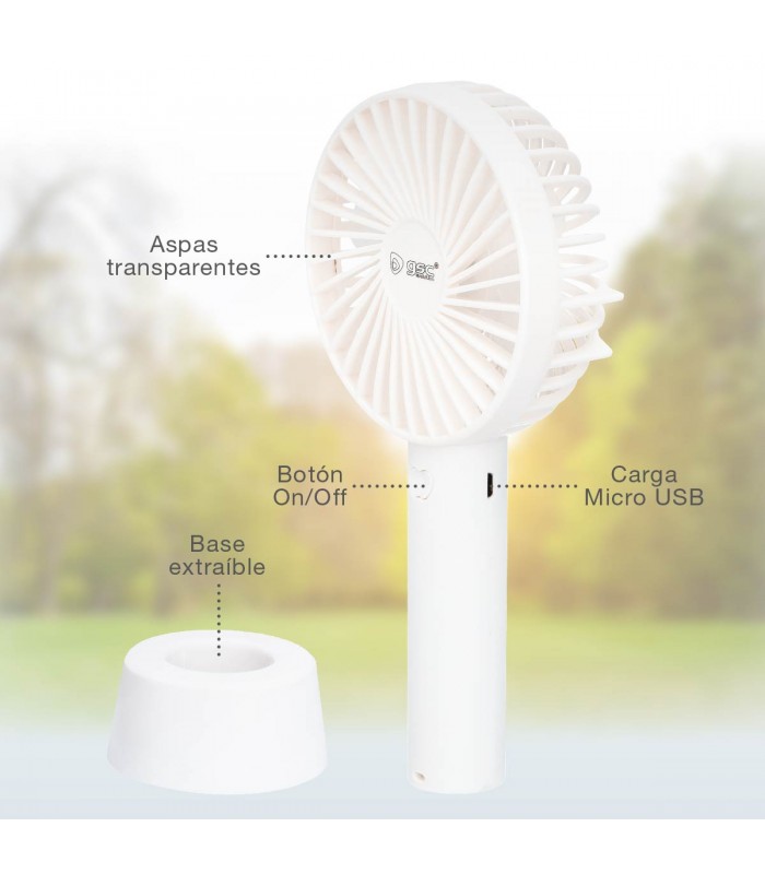 Mini ventilador de mano Balu USB recargable Blanco
