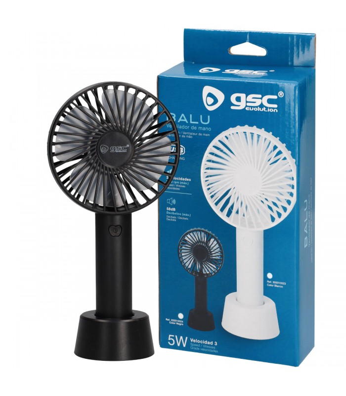 Mini ventilador de mano Balu USB recargable Negro