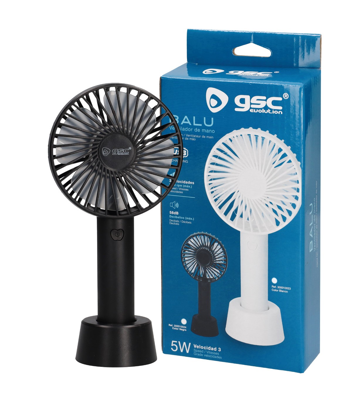 Mini ventilador de mano Balu USB recargable Negro