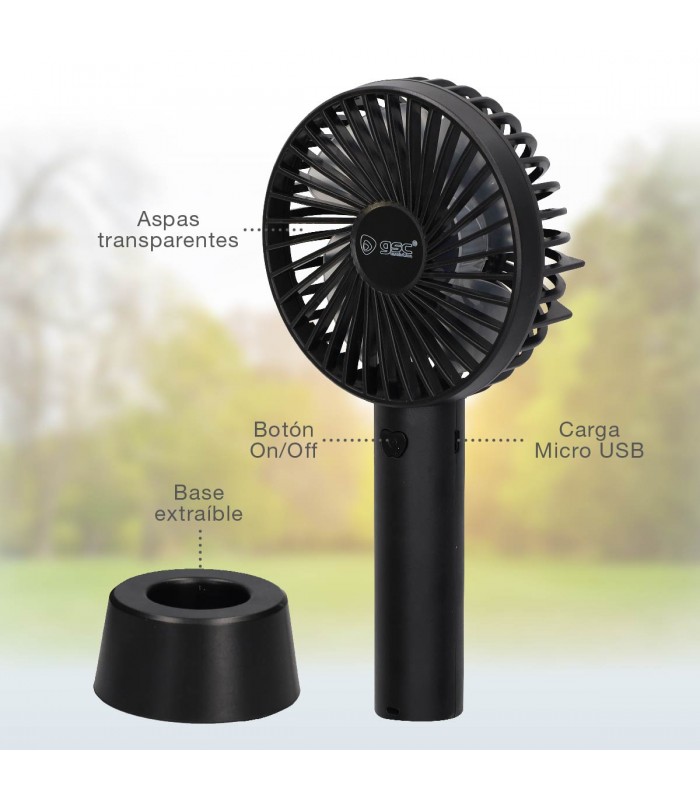 Mini ventilador de mano Balu USB recargable Negro