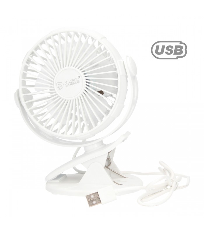 Mini ventilador USB tipo clip Fune 3W Blanco