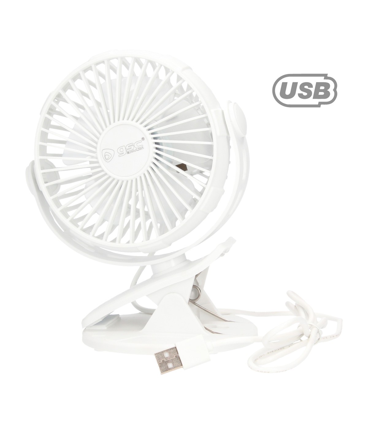 Mini ventilador USB tipo clip Fune 3W Blanco