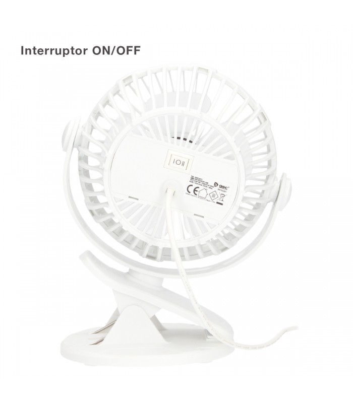Mini ventilador USB tipo clip Fune 3W Blanco