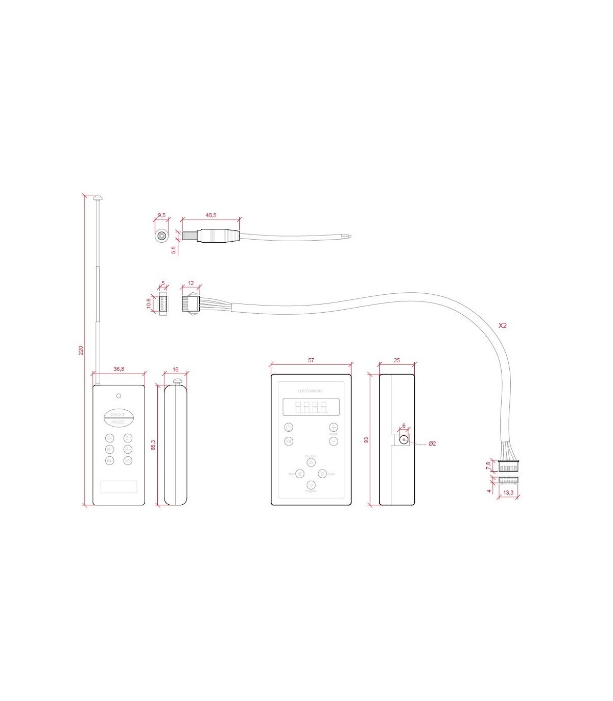 Controlador Tira Digital 12VDC IP25 con Mando a Distancia