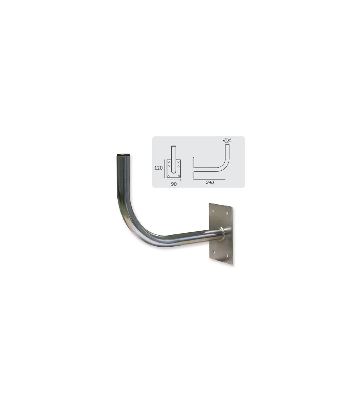 Soporte Pared Tipo L (340x160mm) D35mm