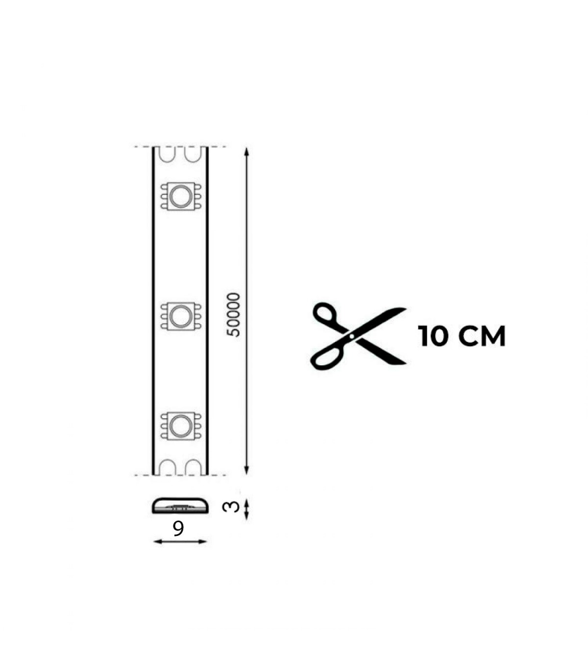 Tira Slim LED Ecofast 10W/m 850Lm/m 220V IP65 -50 Metros-