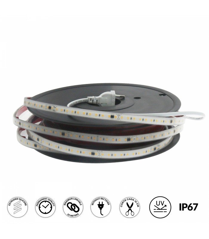 Tira LED Brescia 12W/m 1560Lm/m 220V IP67 -20Metros-