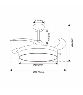 Ventilador Herben DC 68W 3300Lm 4 Aspas Blanco CCT