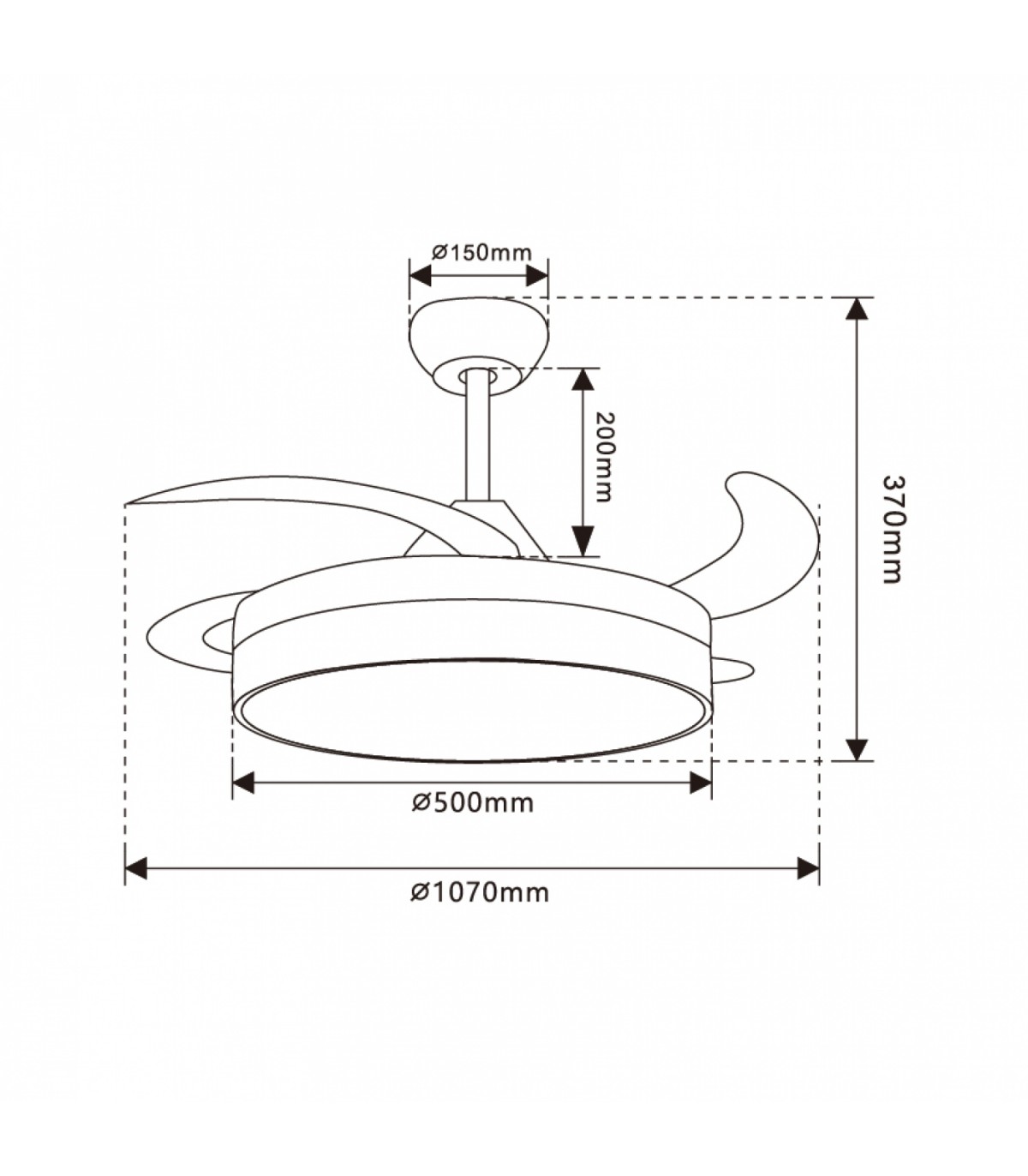 Ventilador Herben DC 68W 3300Lm 4 Aspas Blanco CCT