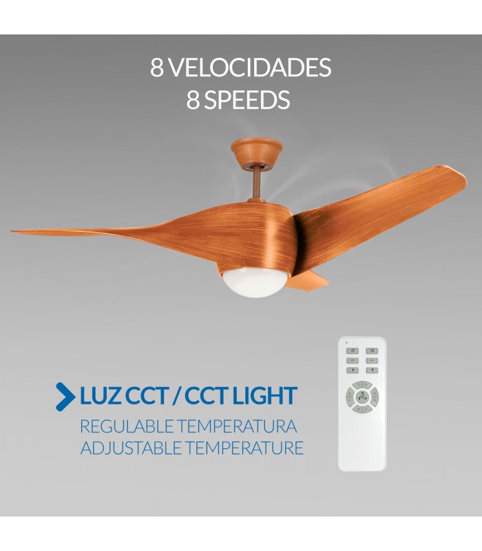 Ventilador de Techo Fanton Madera DC 18W 1450Lm 3 Aspas CCT