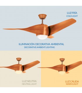 Ventilador de Techo Fanton Madera DC 18W 1450Lm 3 Aspas CCT