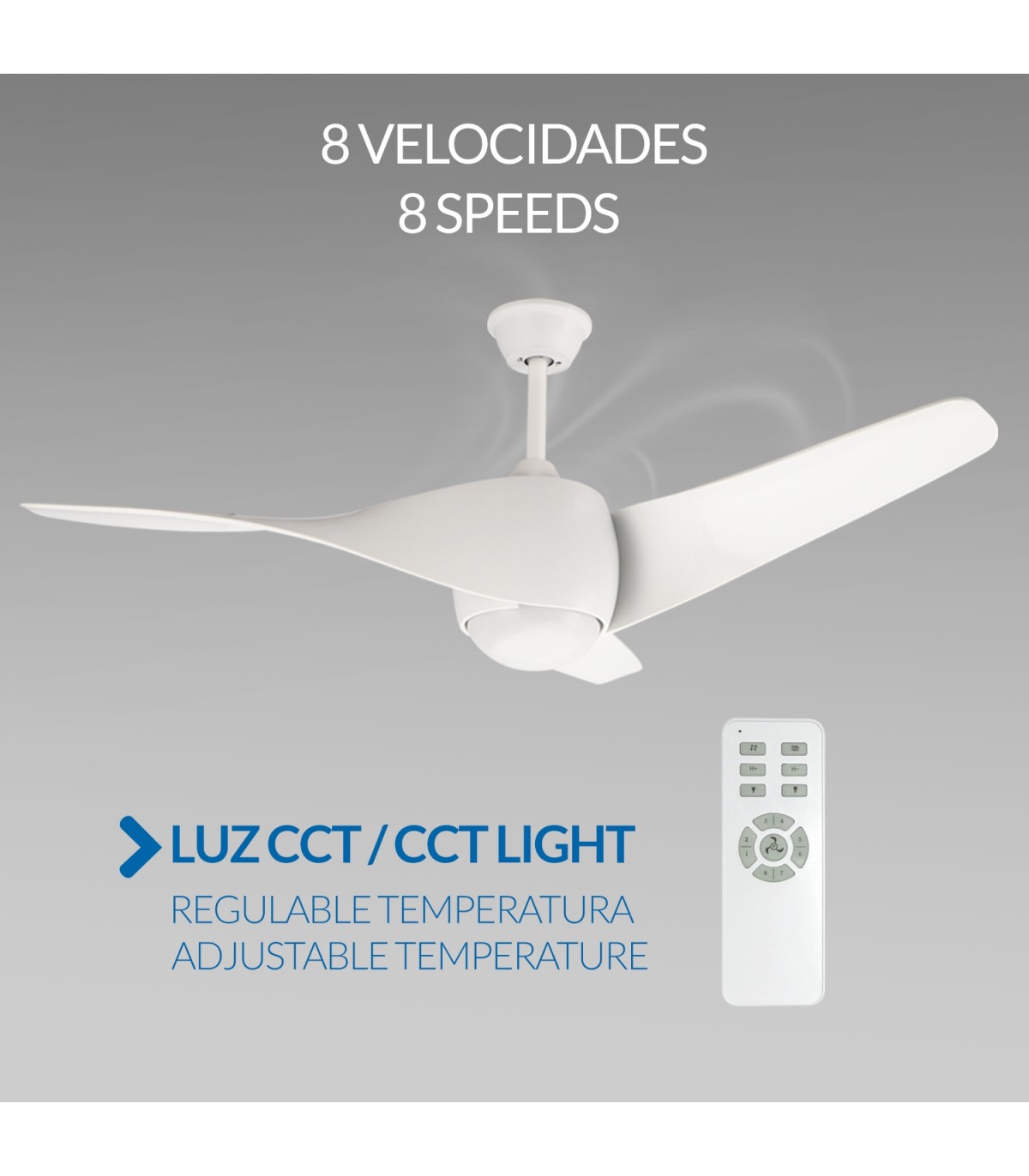 Ventilador de Techo Fanton Blanco DC 18W 1450Lm 3 Aspas CCT