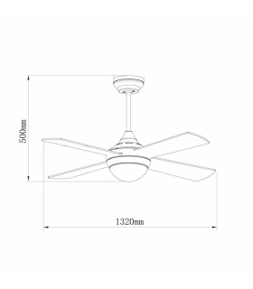 Ventilador de Techo Easymal Cuero DC 18W 1500Lm 4 Aspas Roble CCT