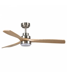 Ventilador Níquel Wood DC 18W 1500Lm 3 Aspas Haya CCT