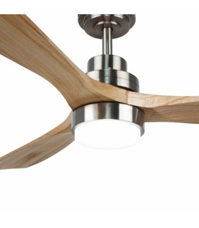 Ventilador Níquel Wood DC 18W 1500Lm 3 Aspas Haya CCT