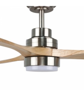 Ventilador Níquel Wood DC 18W 1500Lm 3 Aspas Haya CCT