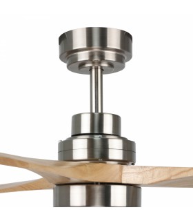 Ventilador Níquel Wood DC 18W 1500Lm 3 Aspas Haya CCT