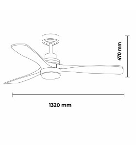 Ventilador Níquel Wood DC 18W 1500Lm 3 Aspas Haya CCT
