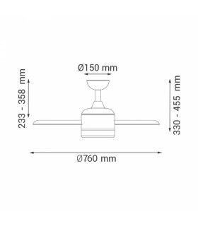 Ventilador White Face DC 24W 2000Lm 3 Aspas CCT