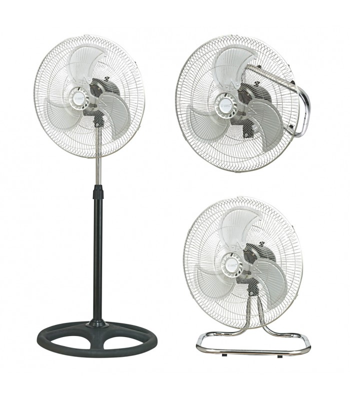 Ventilador Metálico Sassela 3en1 70W 50cm Cromo/Negro