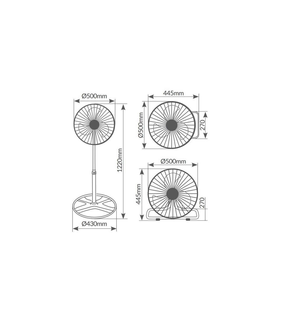 Ventilador Metálico Sassela 3en1 70W 50cm Cromo/Negro