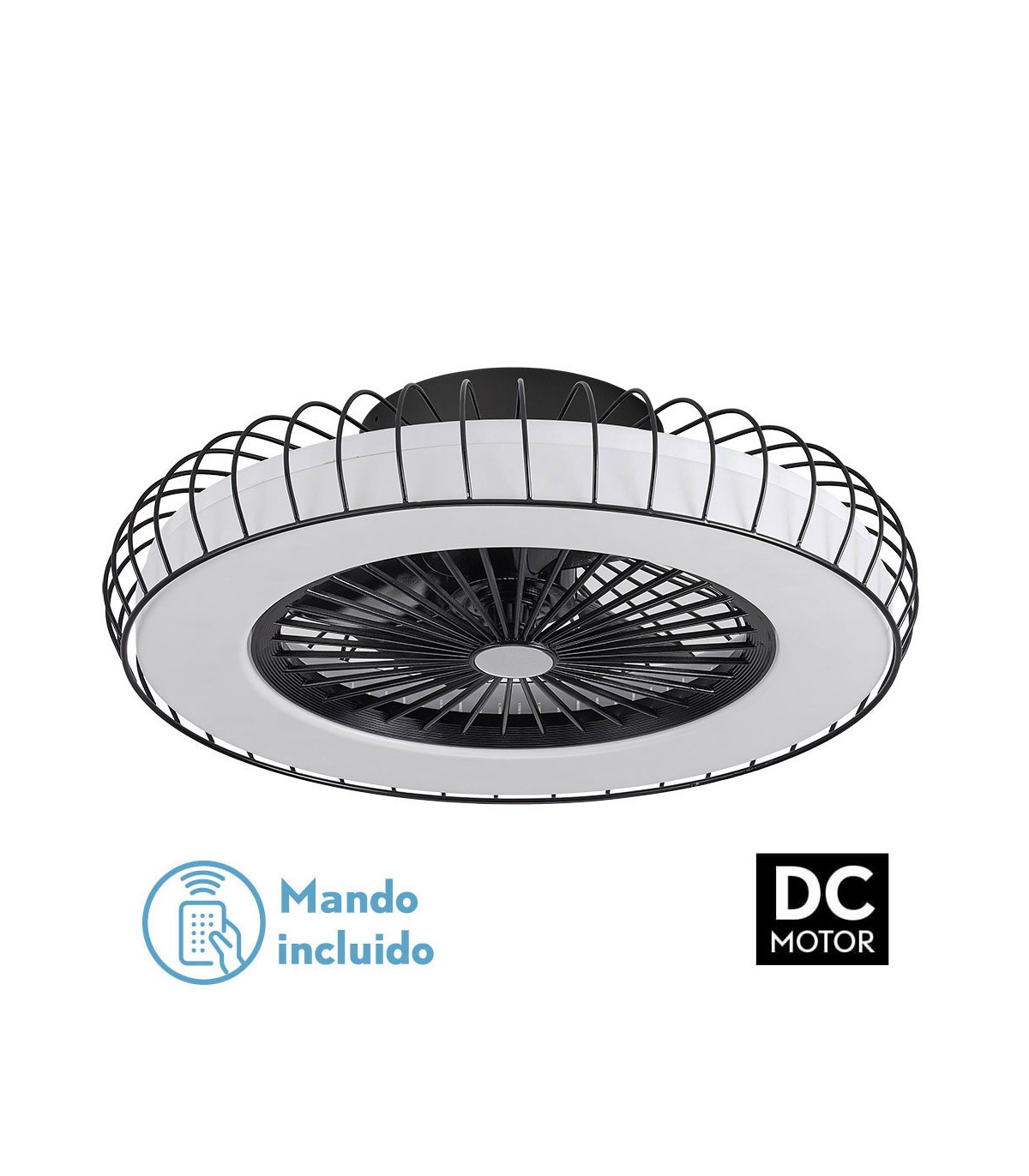 Ventilador Albonez DC 72W 6120Lm 5 Aspas Negro  CCT