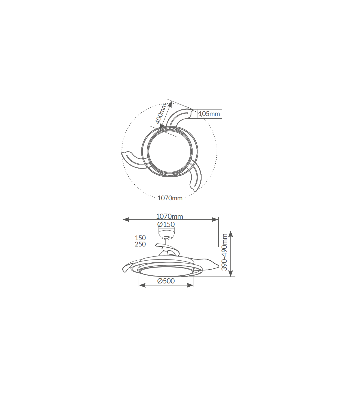 Ventilador Bauala DC 36W 3547Lm 3 Aspas Negro CCT