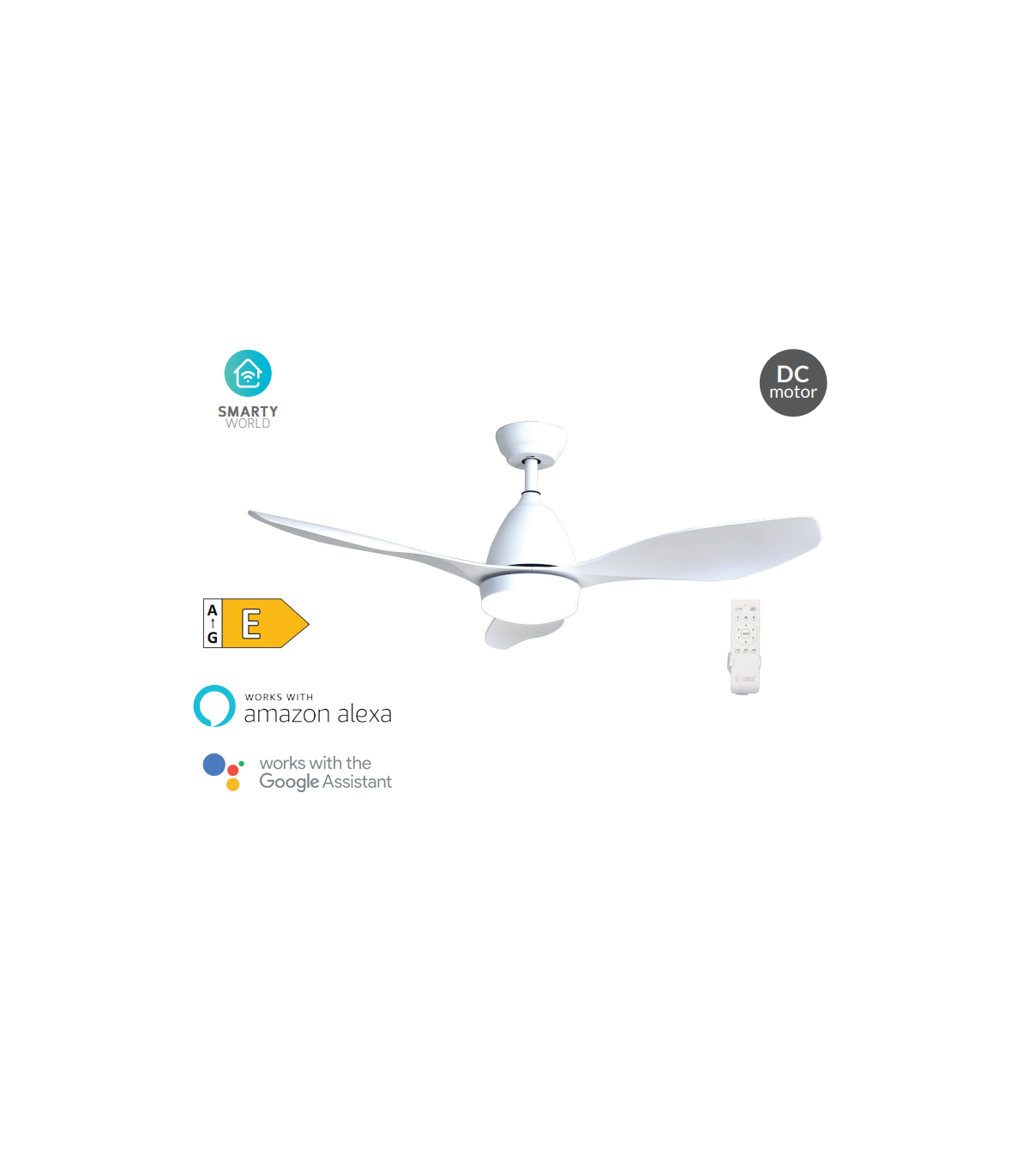 Ventilador Barsat APP DC 18W 2650Lm 3 Aspas Blanco