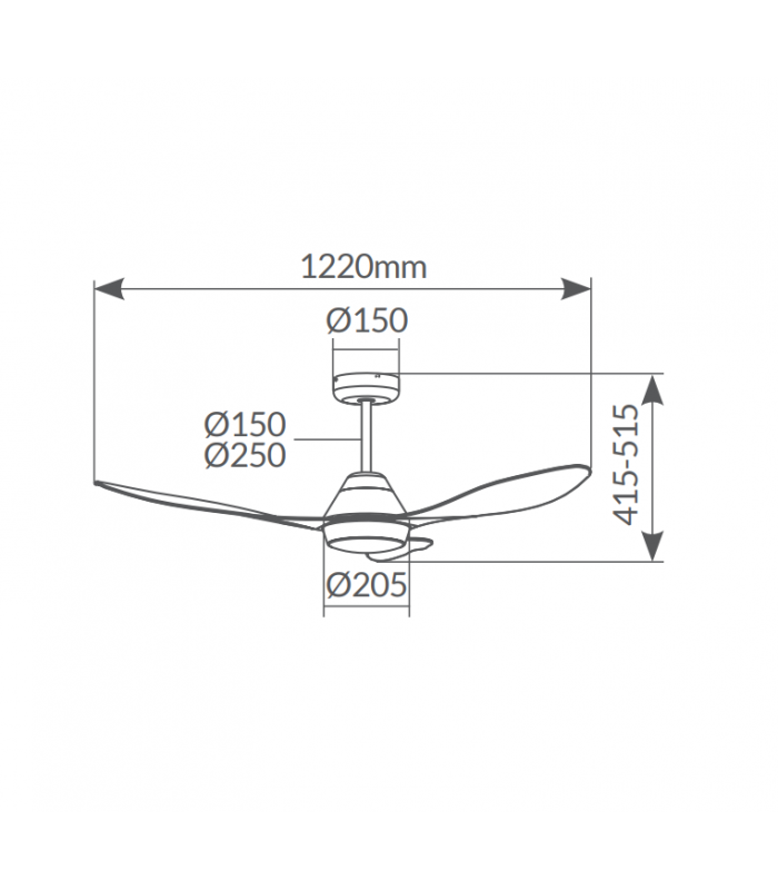Ventilador Barsat APP DC 18W 2650Lm 3 Aspas Blanco
