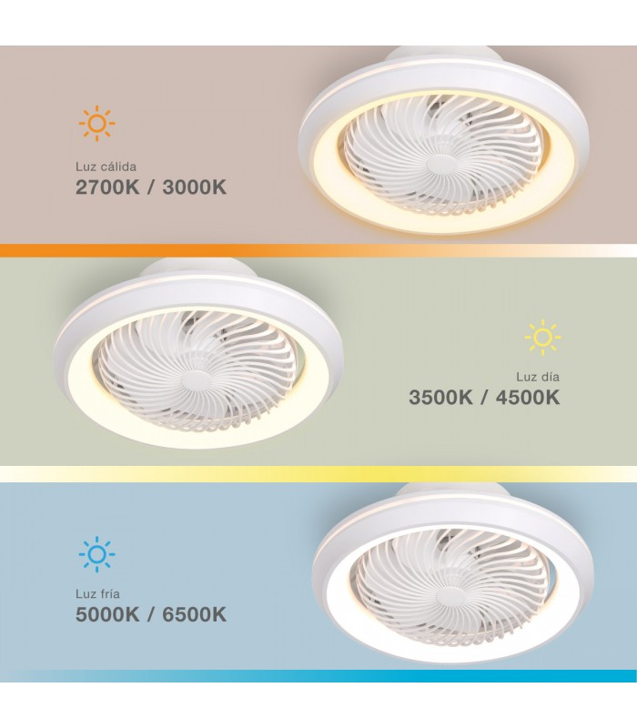 Ventilador Bhoor DC 72W 3865Lm 7 Aspas Blanco CCT